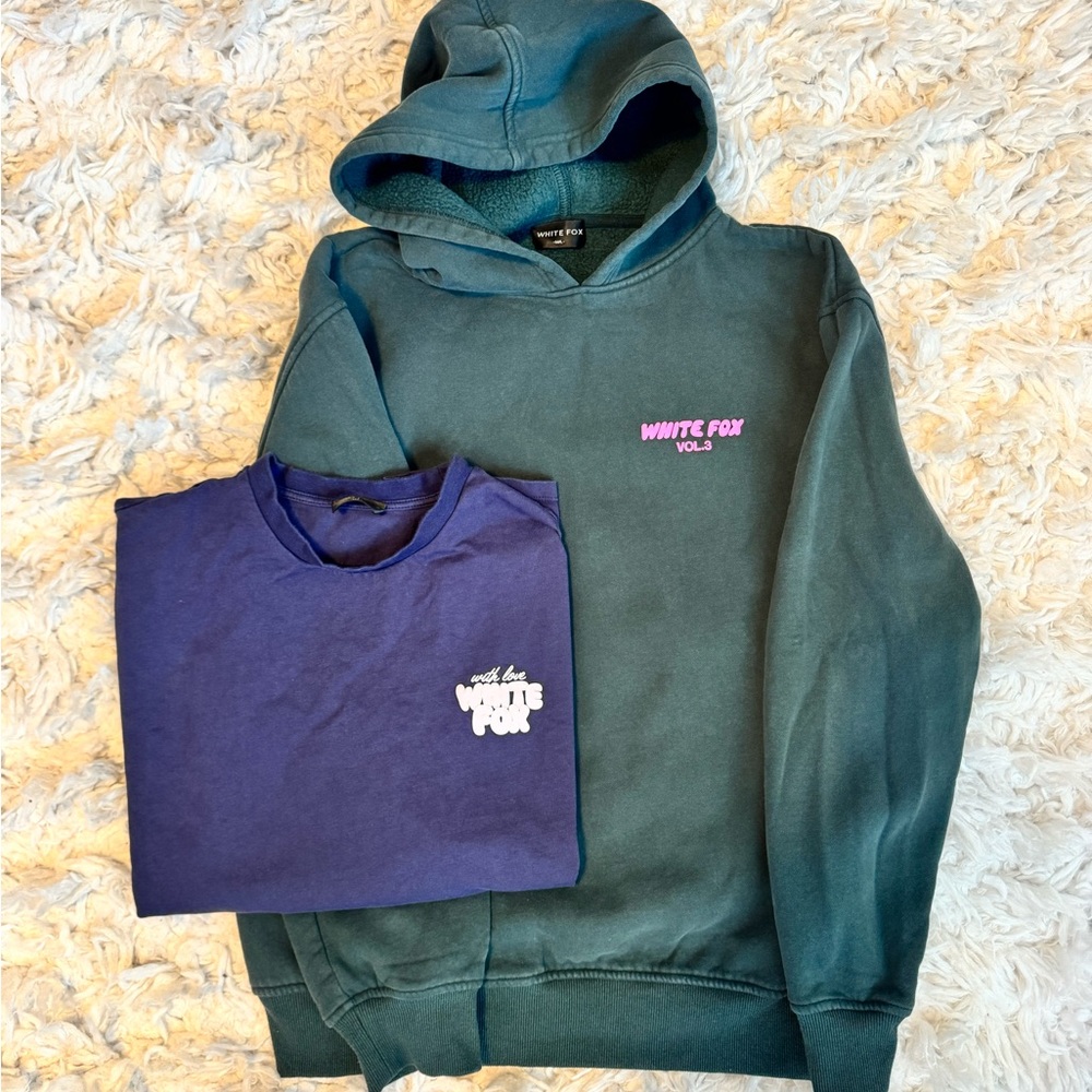 Women’s White Fox Boutique M/L Sweatshirt + T-shirt bundle